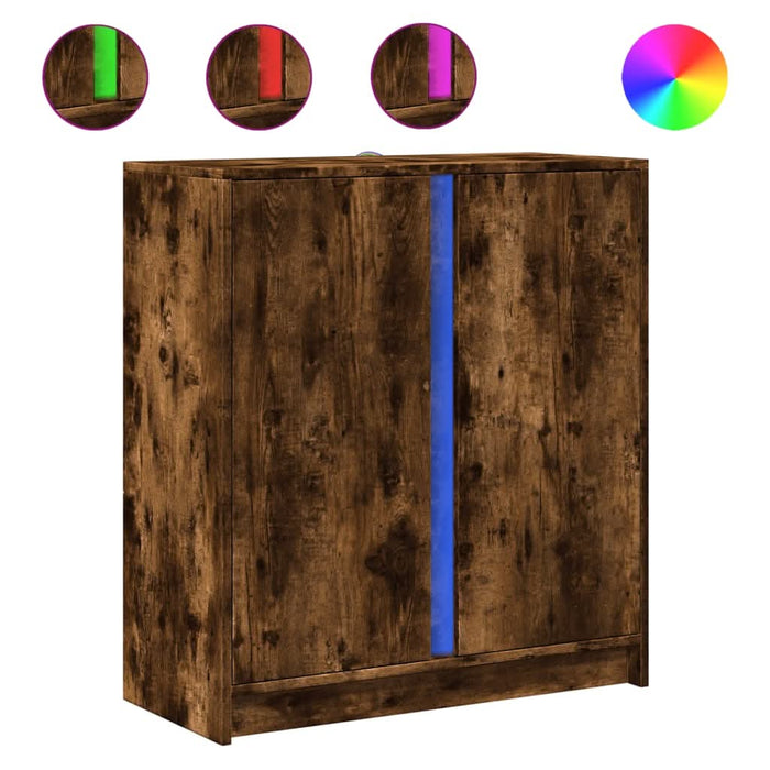 Dulap cu LED, stejar fumuriu, 77x34x85 cm, lemn prelucrat - WALTI WALTI
