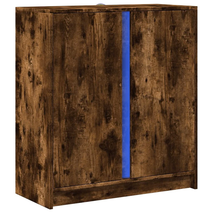 Dulap cu LED, stejar fumuriu, 77x34x85 cm, lemn prelucrat - WALTI WALTI