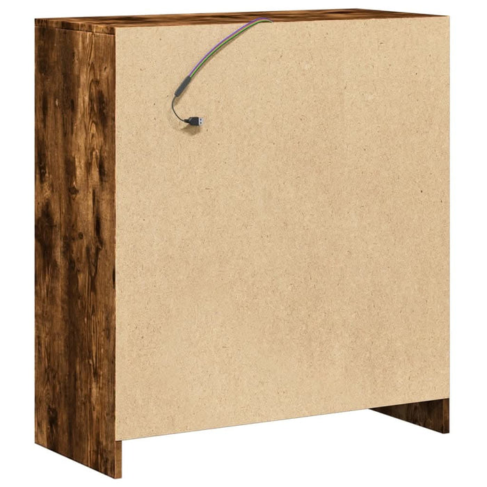 Dulap cu LED, stejar fumuriu, 77x34x85 cm, lemn prelucrat - WALTI WALTI