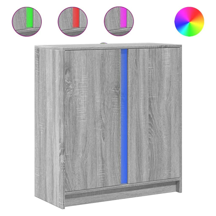 Dulap cu LED, gri sonoma, 77x34x85 cm, lemn prelucrat - WALTI WALTI