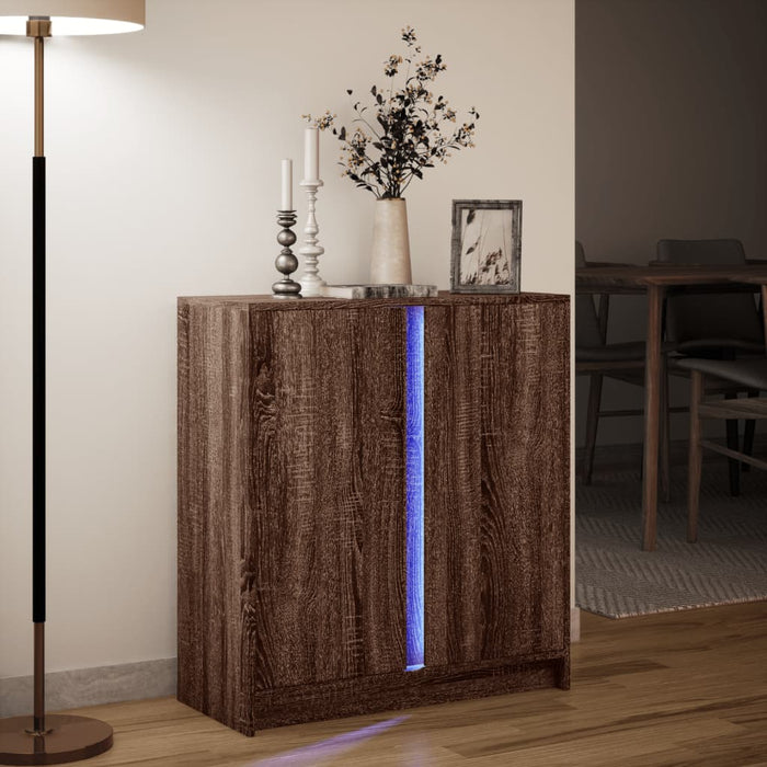 Dulap cu LED, stejar maro, 77x34x85 cm, lemn prelucrat WALTI
