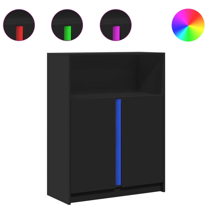 Dulap cu LED, negru, 77x34x100 cm, lemn prelucrat WALTI