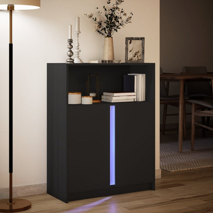Dulap cu LED, negru, 77x34x100 cm, lemn prelucrat WALTI