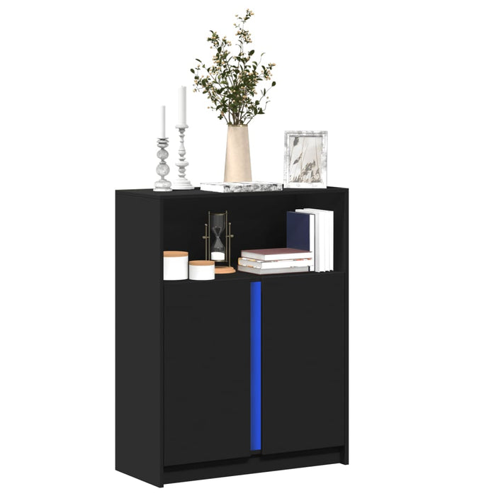 Dulap cu LED, negru, 77x34x100 cm, lemn prelucrat WALTI