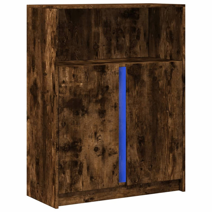 Dulap cu LED, stejar fumuriu, 77x34x100 cm, lemn prelucrat - WALTI WALTI