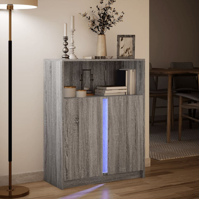 Dulap cu LED, gri sonoma, 77x34x100 cm, lemn prelucrat - WALTI WALTI
