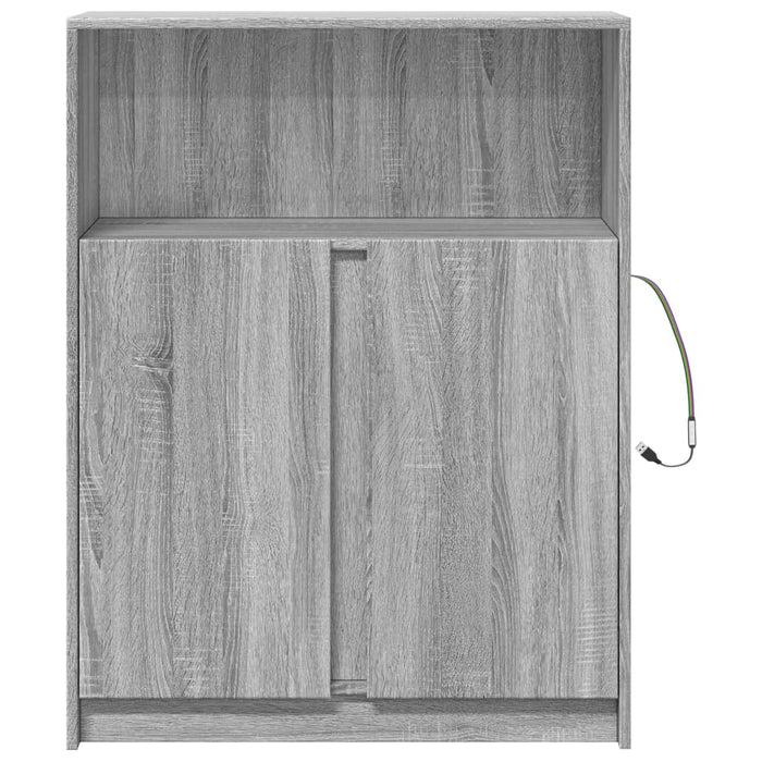 Dulap cu LED, gri sonoma, 77x34x100 cm, lemn prelucrat - WALTI WALTI