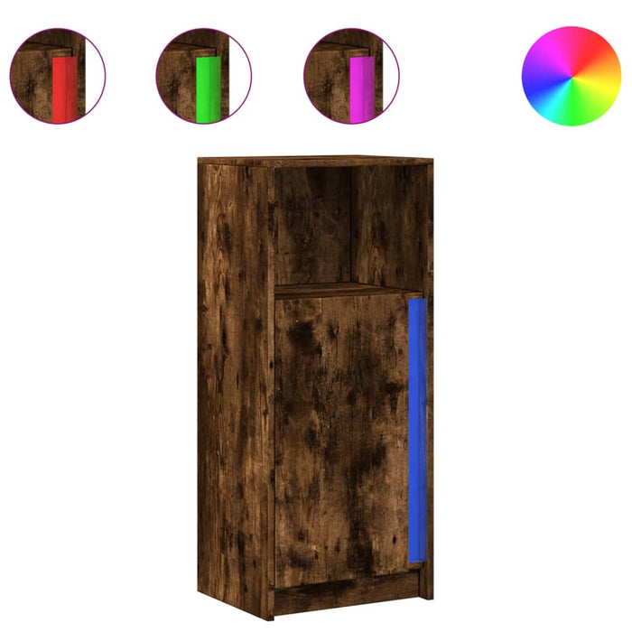 Dulap cu LED, stejar fumuriu, 42,5x34x100 cm, lemn prelucrat - WALTI WALTI