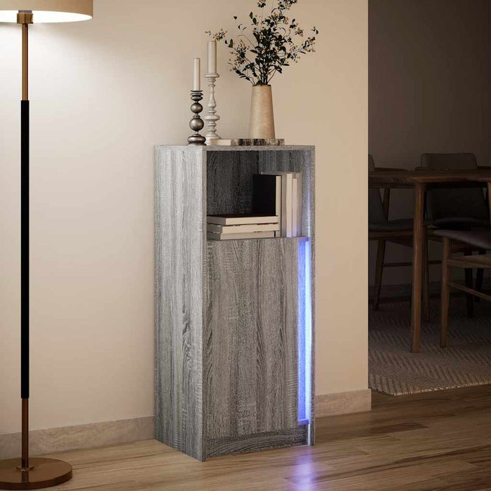 Dulap cu LED, gri sonoma, 42,5x34x100 cm, lemn prelucrat - WALTI WALTI