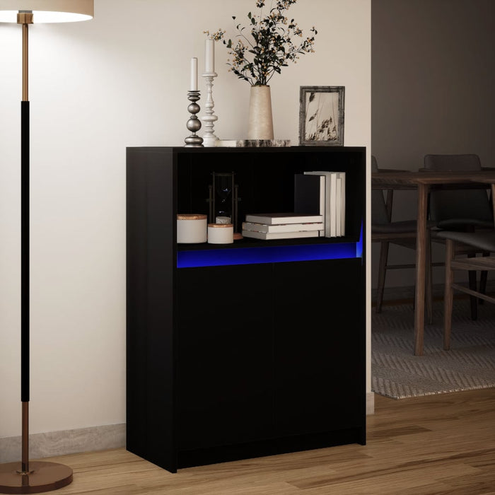 Dulap cu LED, negru, 72x34x100 cm, lemn prelucrat WALTI
