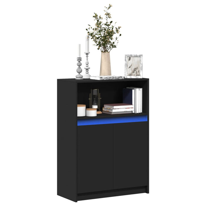 Dulap cu LED, negru, 72x34x100 cm, lemn prelucrat WALTI