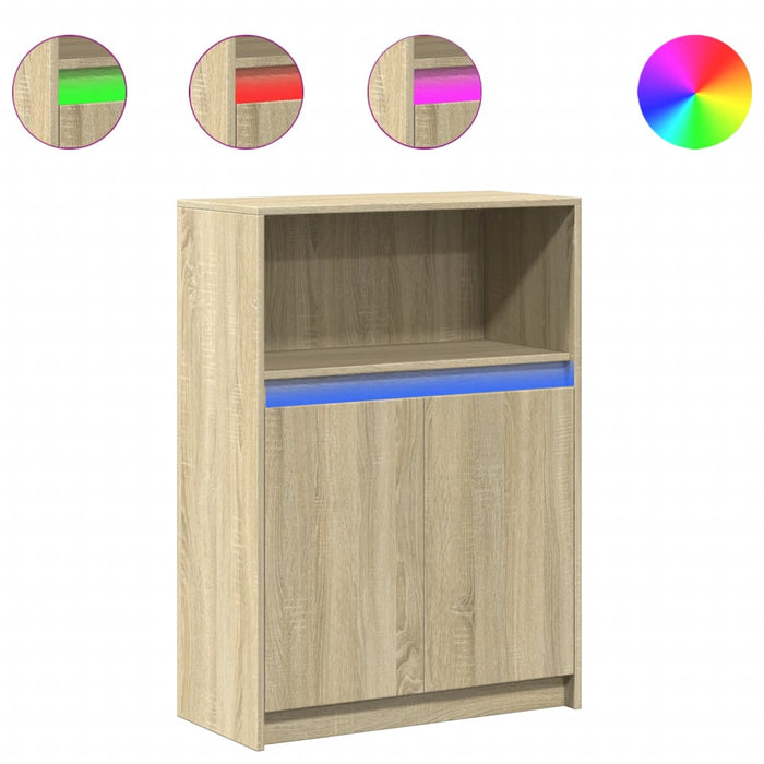 Dulap cu LED, stejar sonoma, 72x34x100 cm, lemn prelucrat - WALTI WALTI