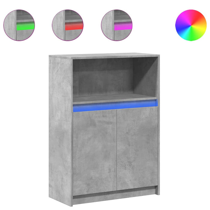 Dulap cu LED, gri beton, 72x34x100 cm, lemn prelucrat - WALTI WALTI