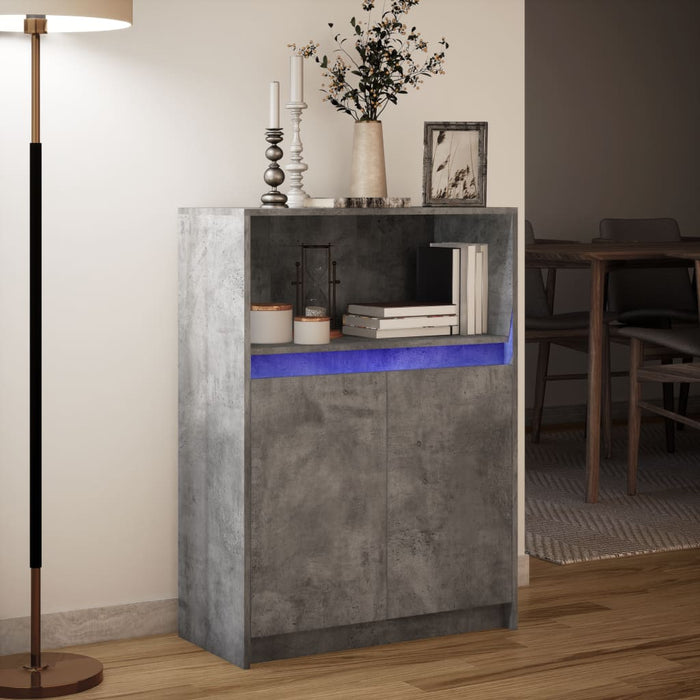 Dulap cu LED, gri beton, 72x34x100 cm, lemn prelucrat - WALTI WALTI
