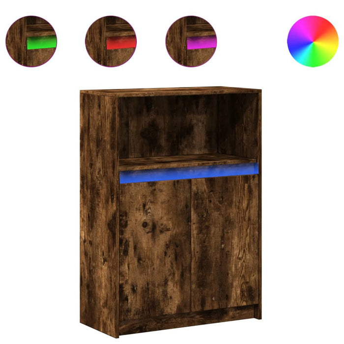 Dulap cu LED, stejar fumuriu, 72x34x100 cm, lemn prelucrat - WALTI WALTI