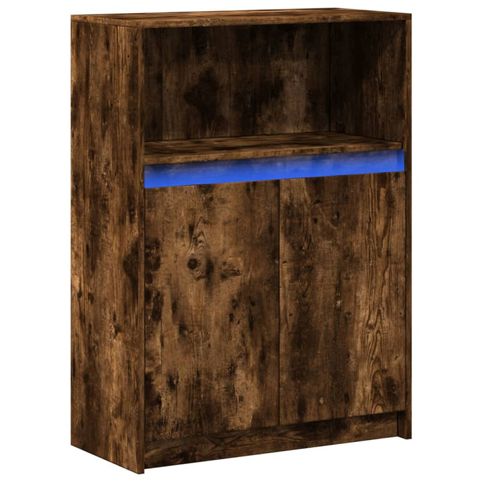 Dulap cu LED, stejar fumuriu, 72x34x100 cm, lemn prelucrat - WALTI WALTI