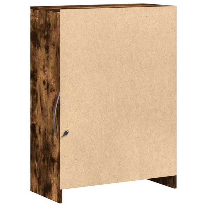 Dulap cu LED, stejar fumuriu, 72x34x100 cm, lemn prelucrat - WALTI WALTI
