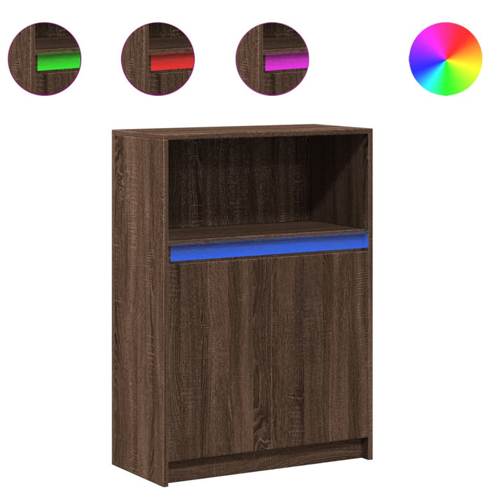 Dulap cu LED, stejar maro, 72x34x100 cm, lemn prelucrat - WALTI WALTI