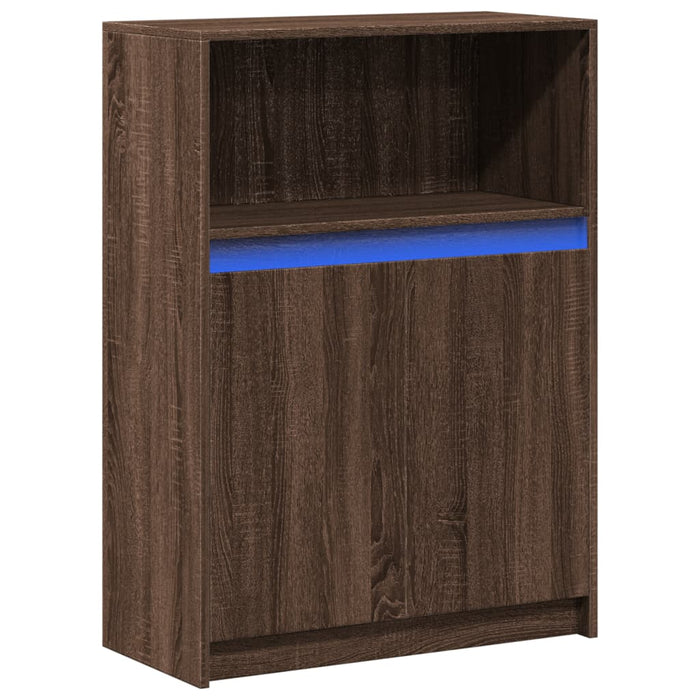 Dulap cu LED, stejar maro, 72x34x100 cm, lemn prelucrat - WALTI WALTI