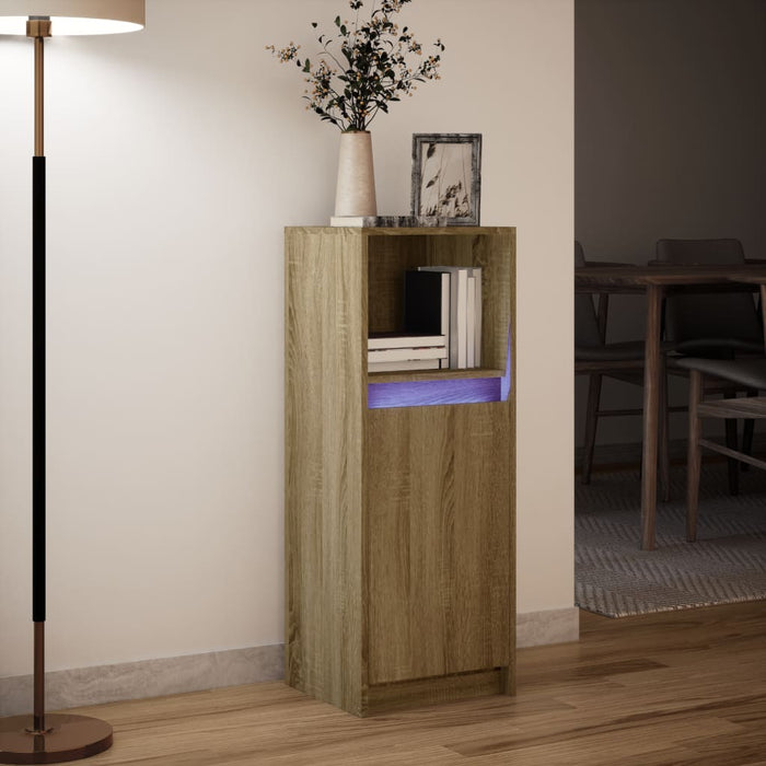 Dulap cu LED, stejar sonoma, 38x34x100 cm, lemn prelucrat - WALTI WALTI