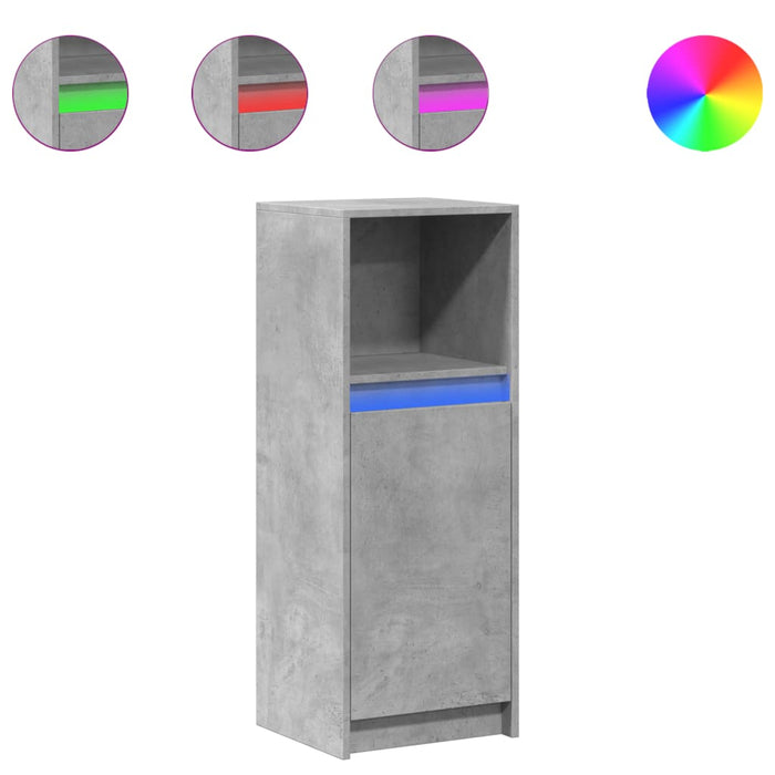Dulap cu LED, gri beton, 38x34x100 cm, lemn prelucrat - WALTI WALTI