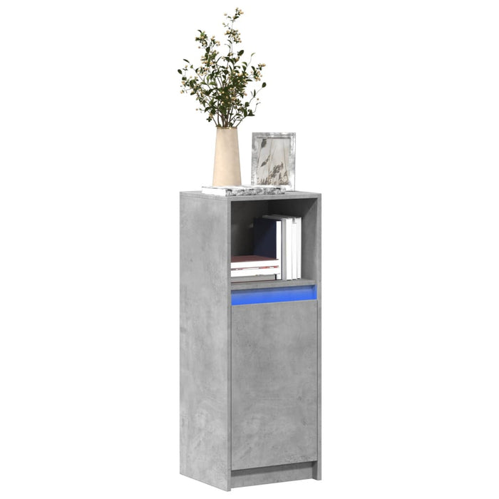 Dulap cu LED, gri beton, 38x34x100 cm, lemn prelucrat - WALTI WALTI