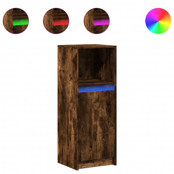 Dulap cu LED, stejar fumuriu, 38x34x100 cm, lemn prelucrat - WALTI WALTI