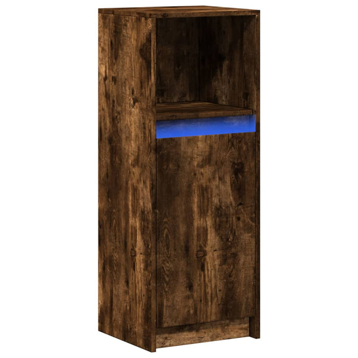 Dulap cu LED, stejar fumuriu, 38x34x100 cm, lemn prelucrat - WALTI WALTI