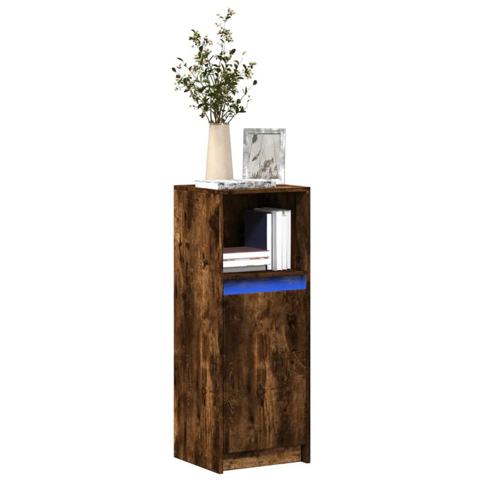 Dulap cu LED, stejar fumuriu, 38x34x100 cm, lemn prelucrat - WALTI WALTI