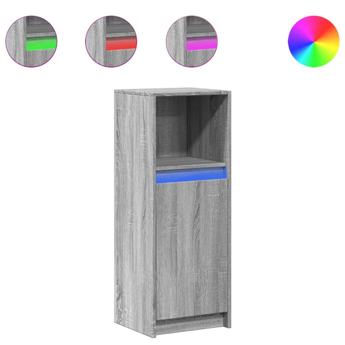 Dulap cu LED, gri sonoma, 38x34x100 cm, lemn prelucrat - WALTI WALTI