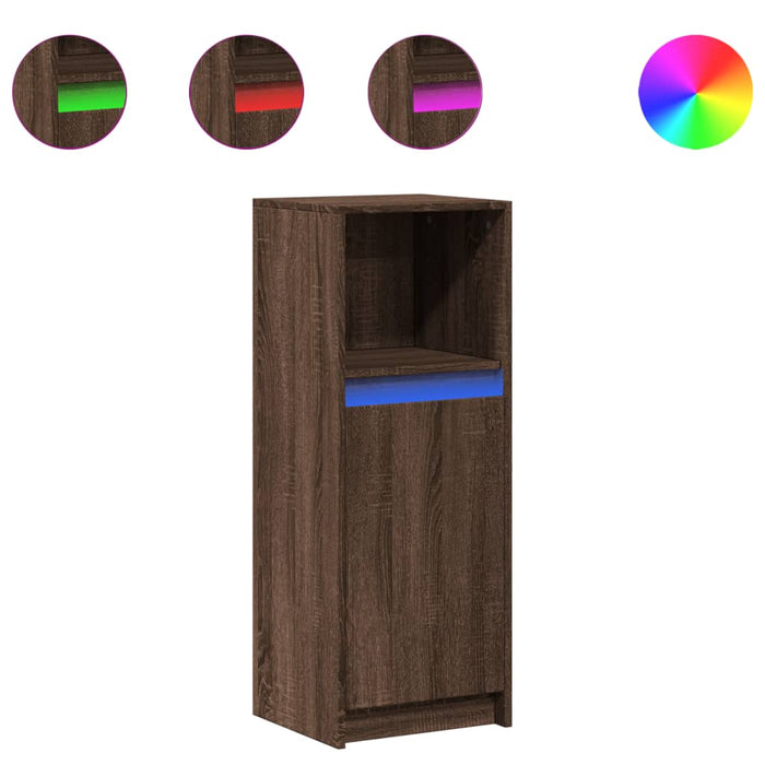 Dulap cu LED, stejar maro, 38x34x100 cm, lemn prelucrat - WALTI WALTI
