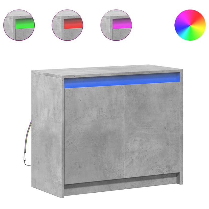 Dulap cu LED, gri beton, 72x34x61 cm, lemn prelucrat - WALTI WALTI