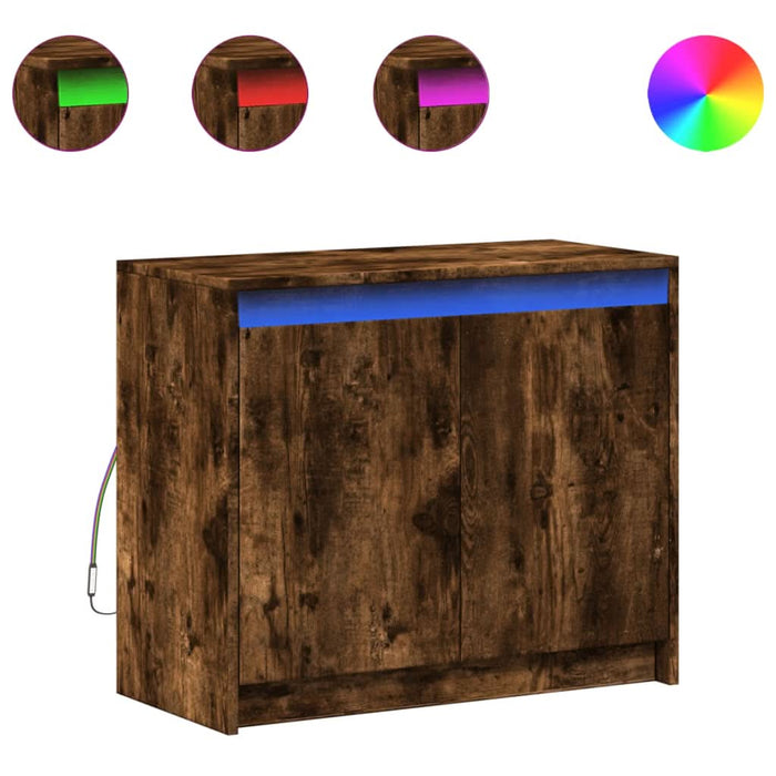 Dulap cu LED, stejar fumuriu, 72x34x61 cm, lemn prelucrat - WALTI WALTI