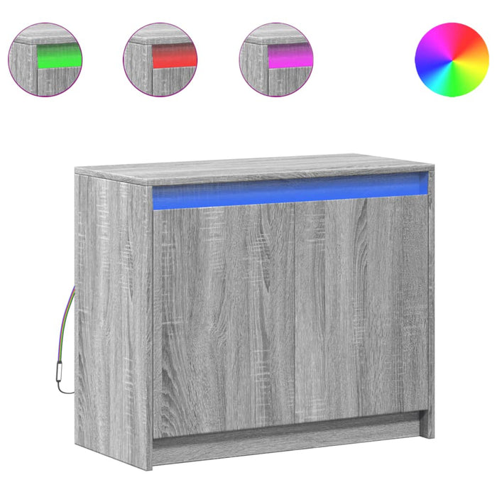 Dulap cu LED, gri sonoma, 72x34x61 cm, lemn prelucrat - WALTI WALTI