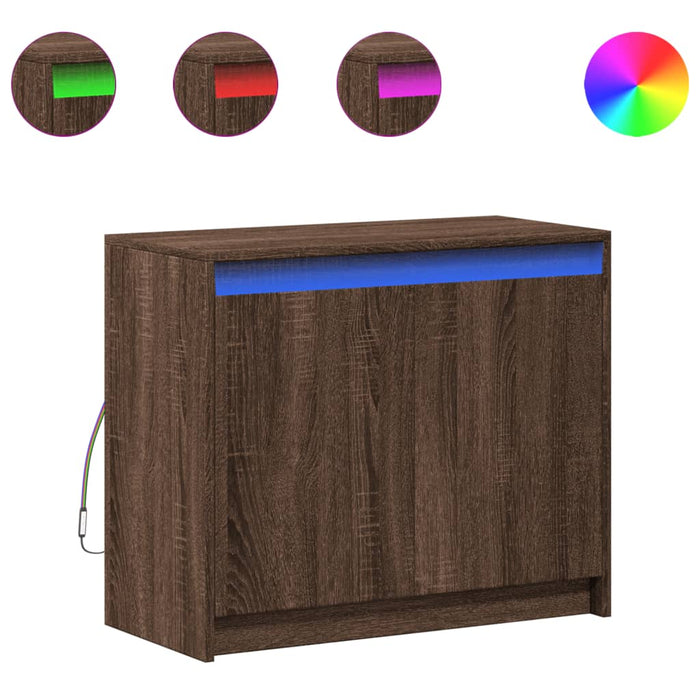Dulap cu LED, stejar maro, 72x34x61 cm, lemn prelucrat - WALTI WALTI