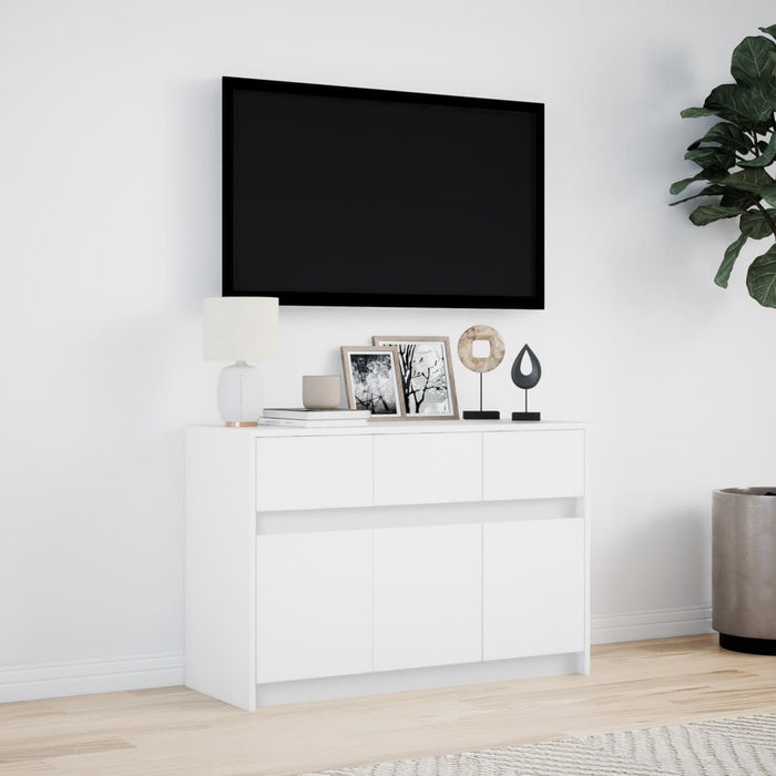 Dulap TV cu LED, alb, 91x34x61 cm, lemn prelucrat - WALTI WALTI