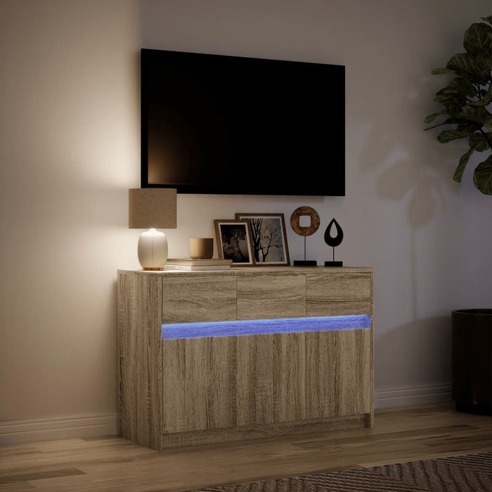 Dulap TV cu LED, stejar sonoma, 91x34x61 cm, lemn prelucrat - WALTI WALTI