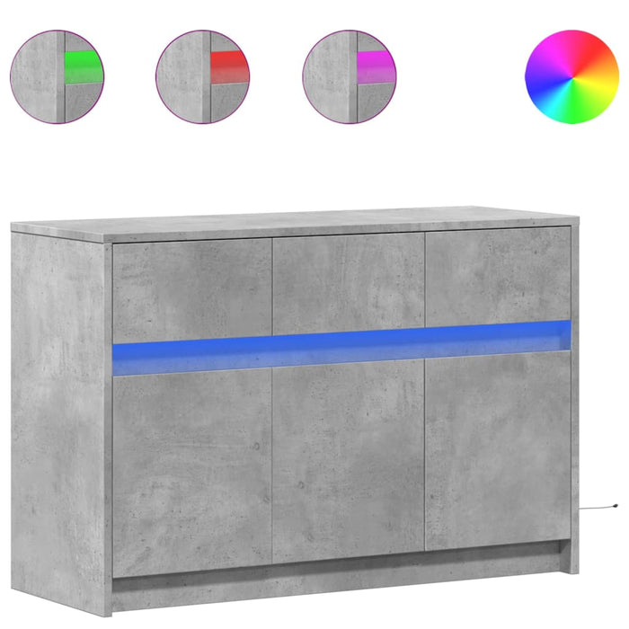 Dulap TV cu LED, gri beton, 91x34x61 cm, lemn prelucrat - WALTI WALTI