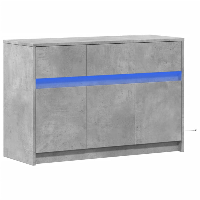 Dulap TV cu LED, gri beton, 91x34x61 cm, lemn prelucrat - WALTI WALTI
