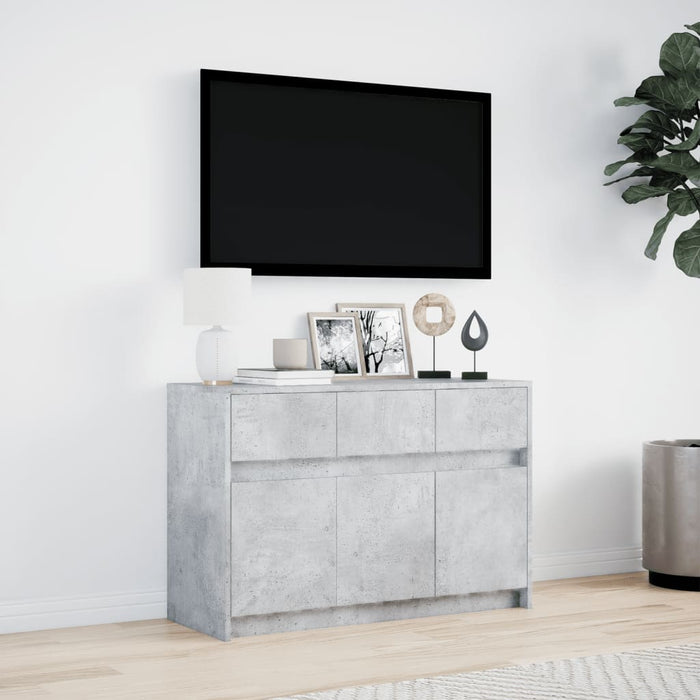 Dulap TV cu LED, gri beton, 91x34x61 cm, lemn prelucrat - WALTI WALTI