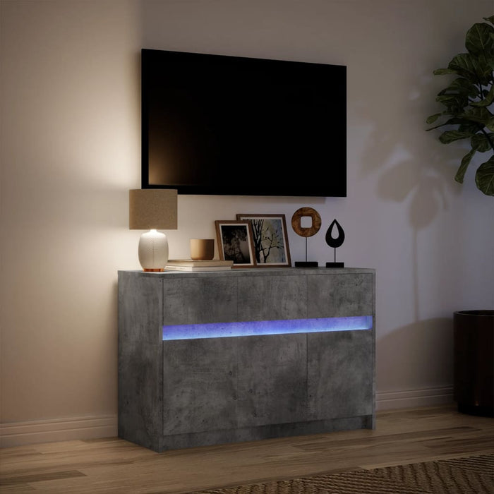 Dulap TV cu LED, gri beton, 91x34x61 cm, lemn prelucrat - WALTI WALTI