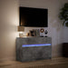 Dulap TV cu LED, gri beton, 91x34x61 cm, lemn prelucrat - WALTI WALTI