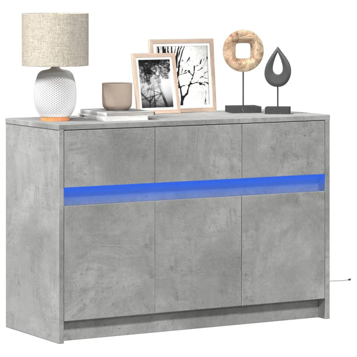 Dulap TV cu LED, gri beton, 91x34x61 cm, lemn prelucrat - WALTI WALTI