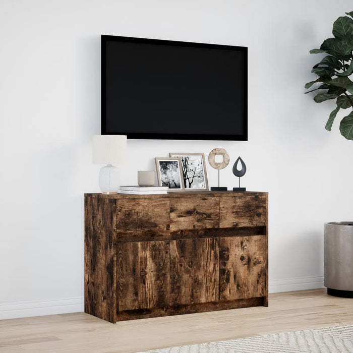 Dulap TV cu LED, stejar fumuriu, 91x34x61 cm, lemn prelucrat - WALTI WALTI