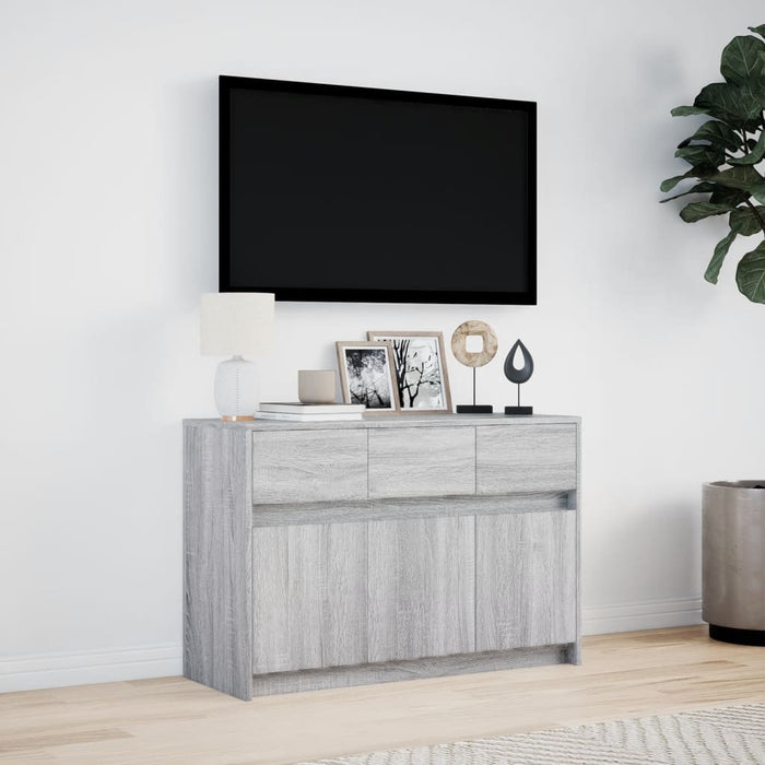Dulap TV cu LED, gri sonoma, 91x34x61 cm, lemn prelucrat - WALTI WALTI