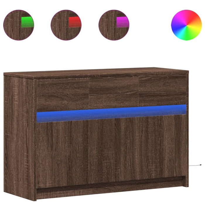 Dulap TV cu LED, stejar maro, 91x34x61 cm, lemn prelucrat - WALTI WALTI