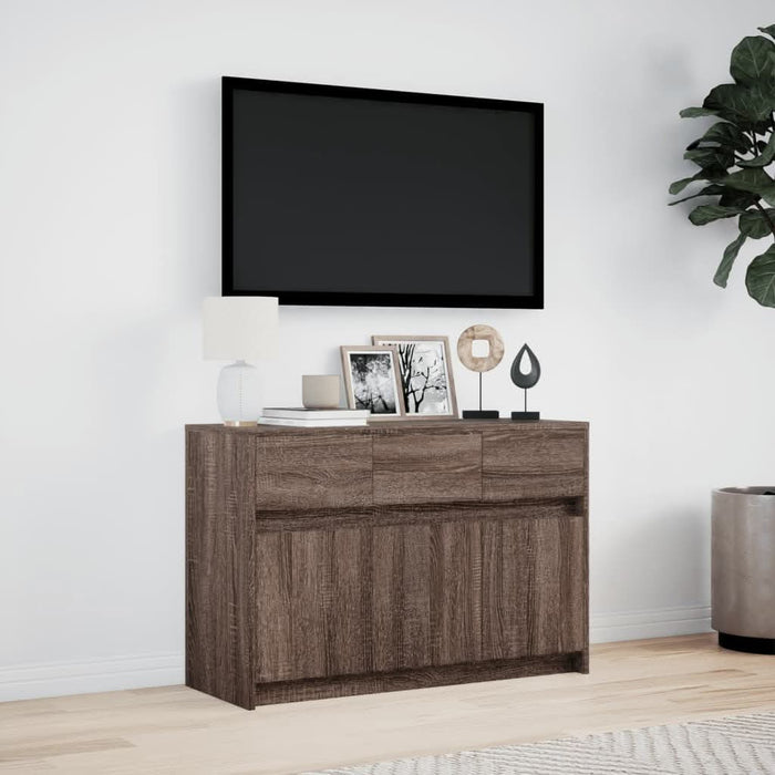 Dulap TV cu LED, stejar maro, 91x34x61 cm, lemn prelucrat - WALTI WALTI