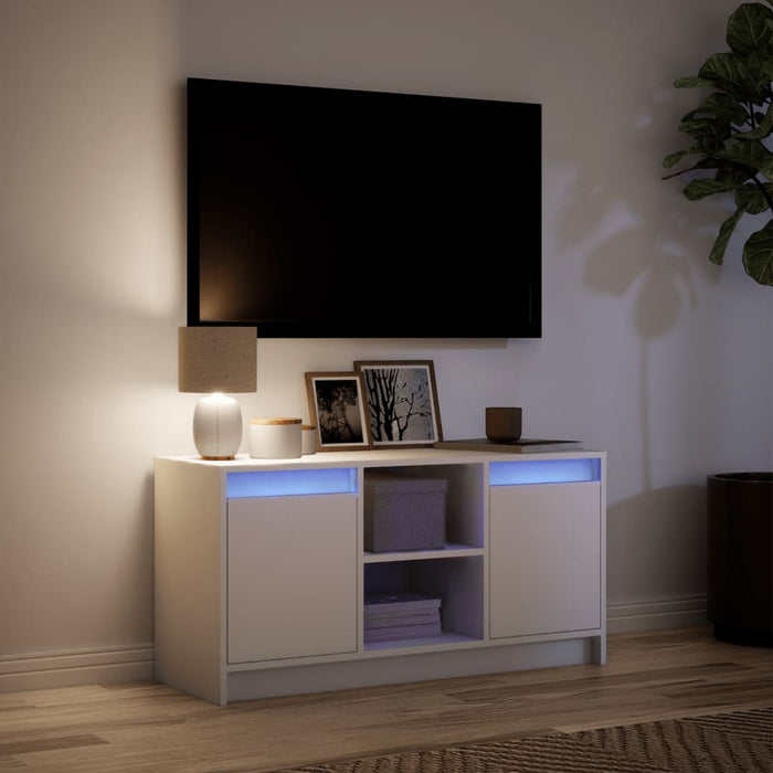 Dulap TV cu LED, alb, 100x34x50 cm, lemn prelucrat - WALTI WALTI