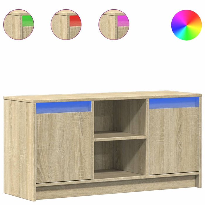 Dulap TV cu LED, stejar sonoma, 100x34x50 cm, lemn prelucrat - WALTI WALTI
