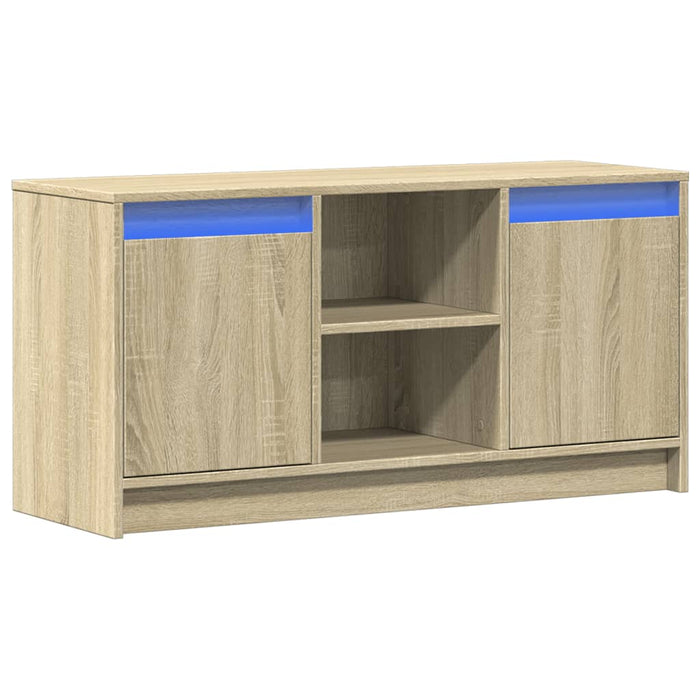 Dulap TV cu LED, stejar sonoma, 100x34x50 cm, lemn prelucrat - WALTI WALTI
